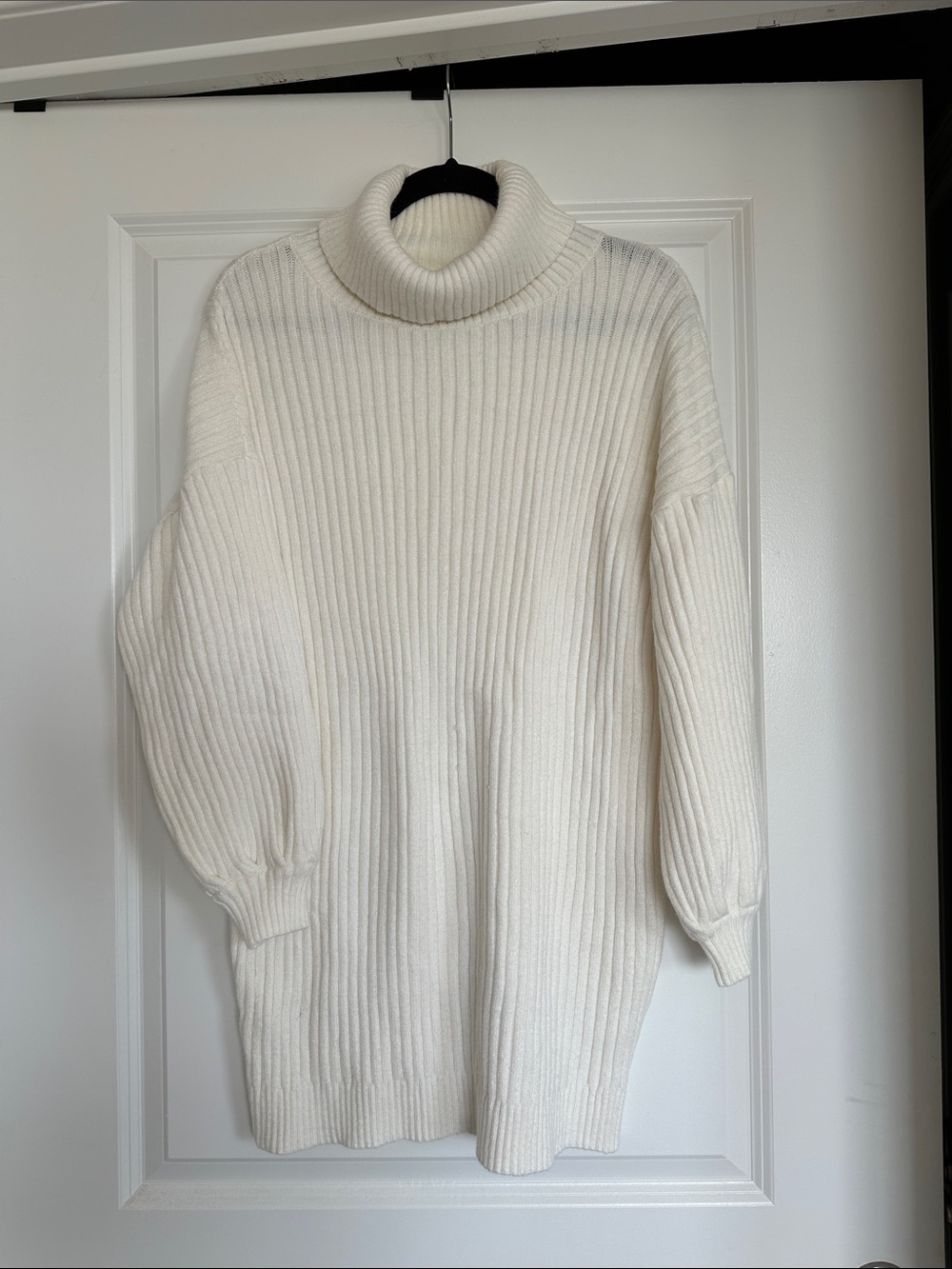Classic Cream Ribbed Turtleneck Sweater